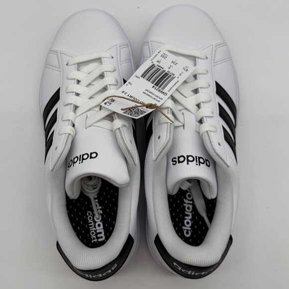 Adidas Grand Court 2.0 Women's Sneakers White Black Low Top Casual sz 6.5 - Picture 2 of 9